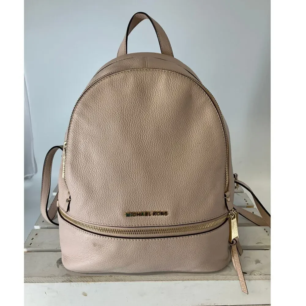 MICHAEL KORS, LARGE LIGHT PINK PEBBLED LEATHER BACKPACK